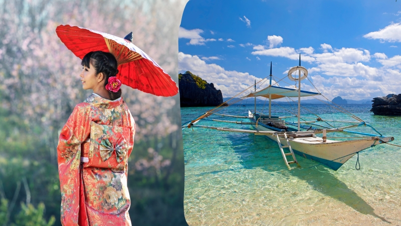 Japon , tres capitales con Takayama y playas de Philipinas